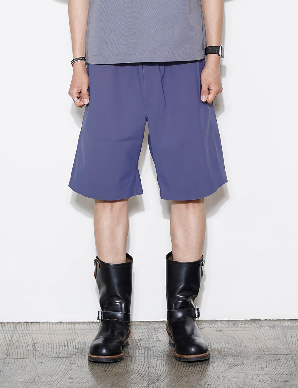 Taped Bonded Shorts (Dusty Blue)
