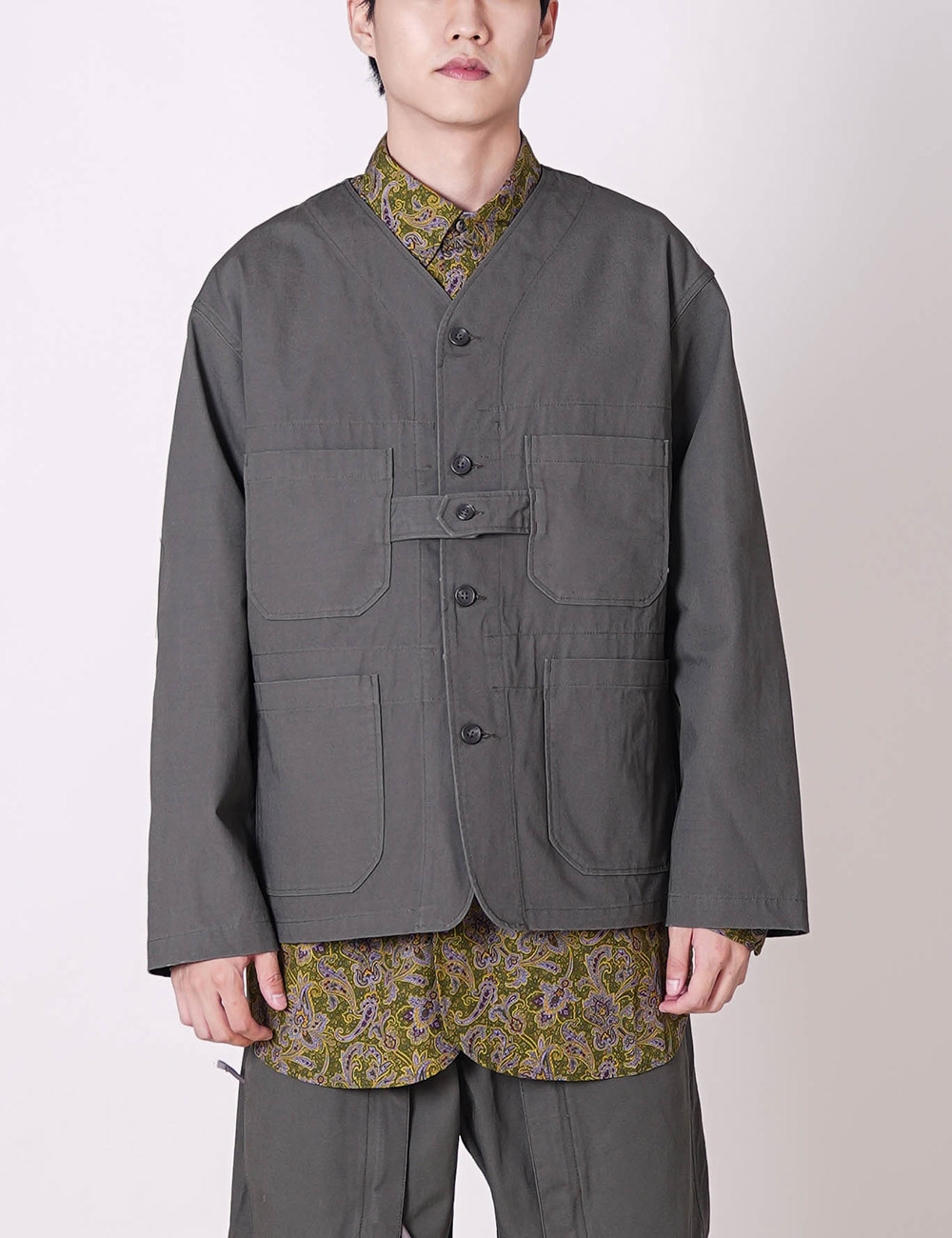 Engineered Garments : Cardigan Jacket (Olive Heavyweight Cotton Ripstop)