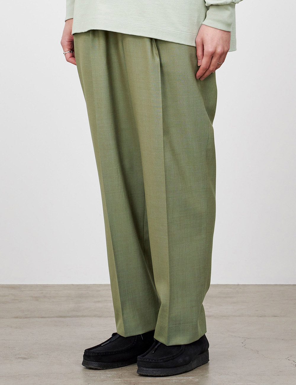 Organic Wool Tropical Classic Fit Trousers Ⅲ (Olive)