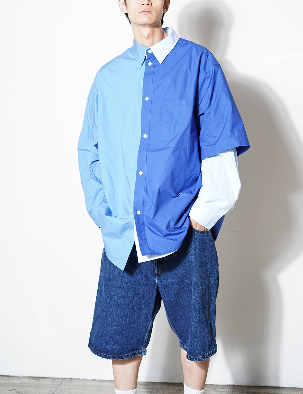 3 Color Layered Shirt (Blue)