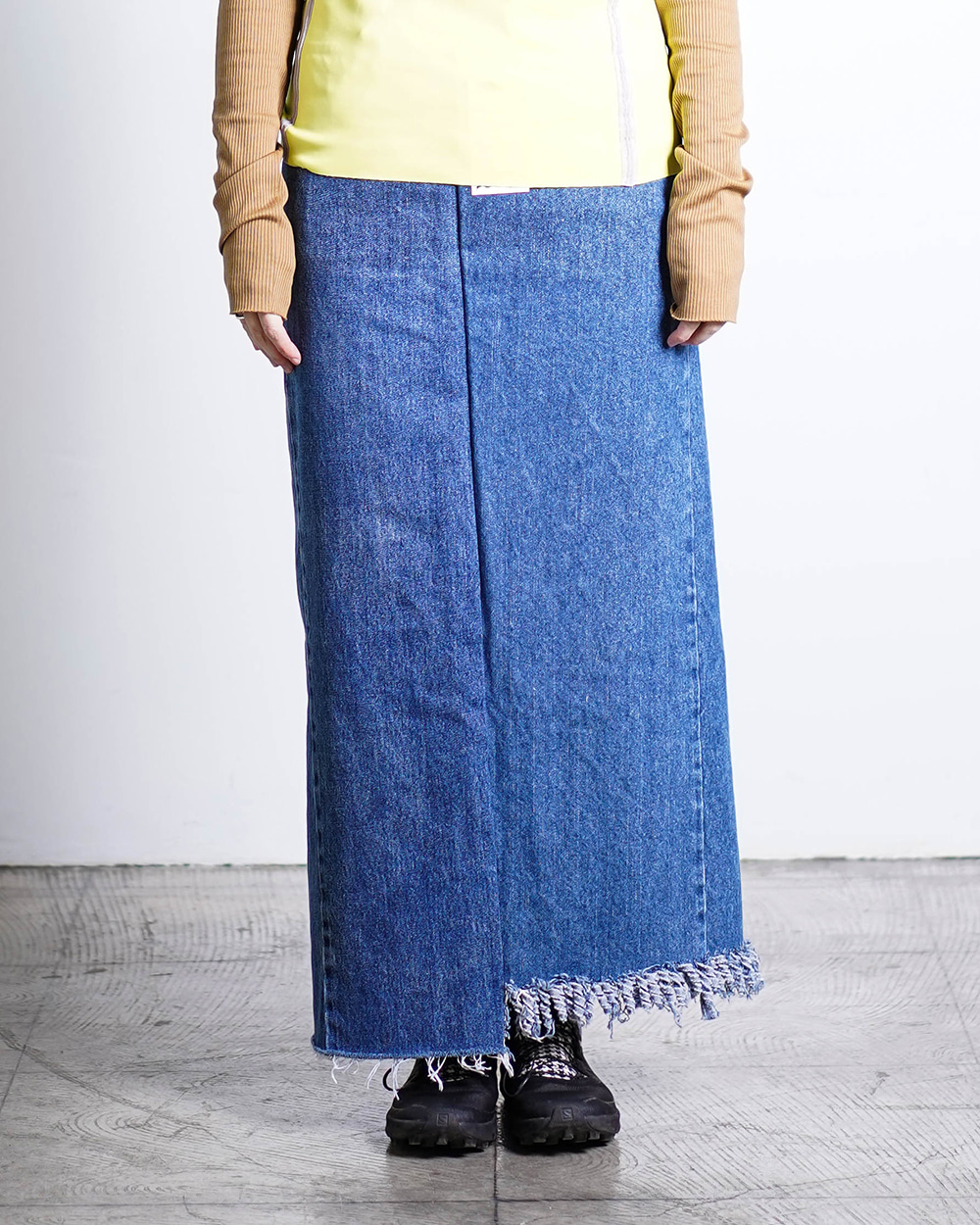 circa make long denim skirt (Blue)